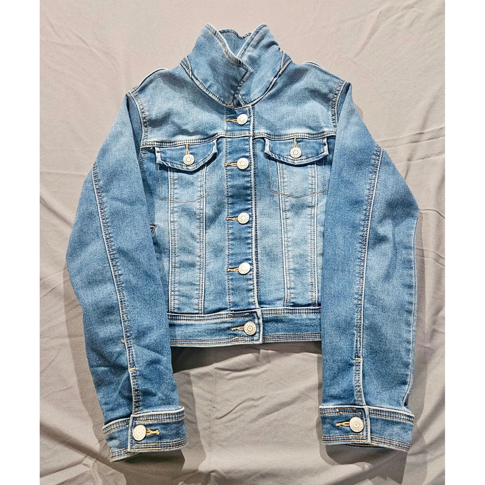 Cat & Jack Denim Jacket‎ Kids Size M 7/8 Blue Excellent Stretch Trucker Coat